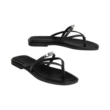 Hermès Miss Sandal Calfskin with Mini Kelly Buckle Black