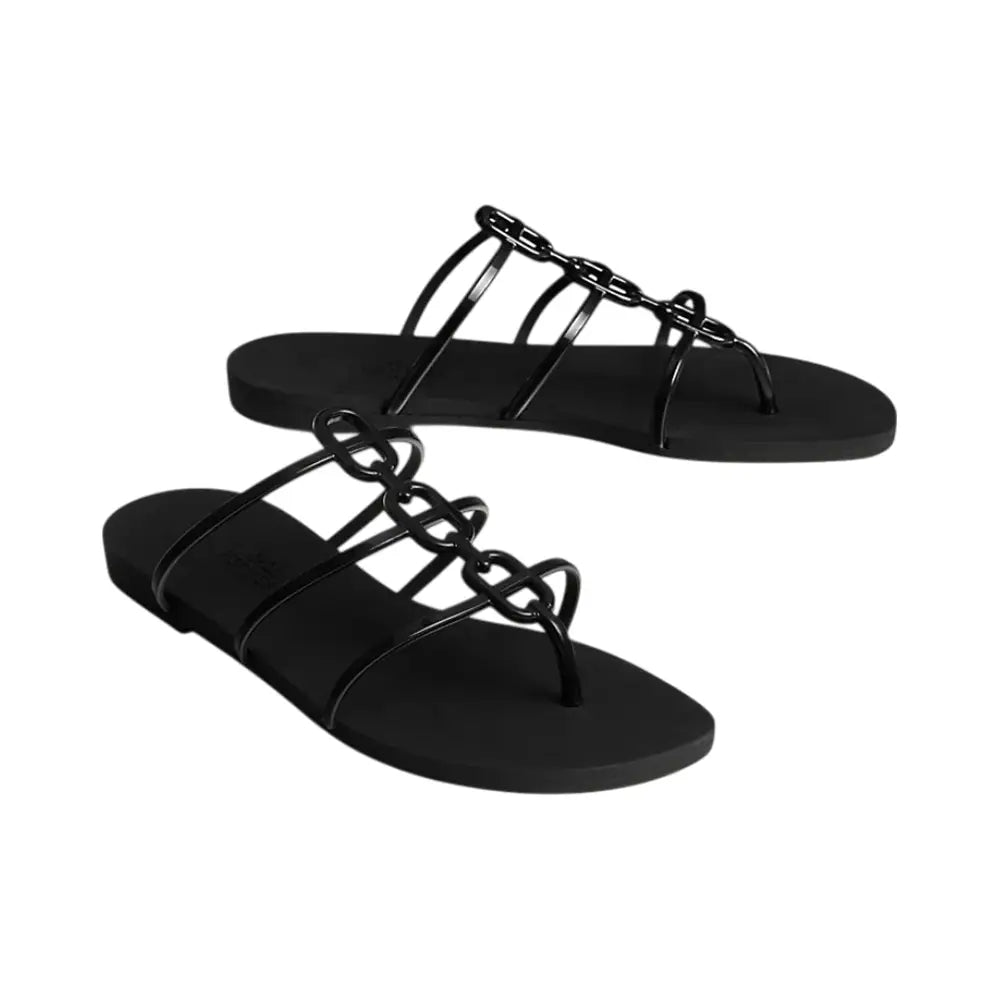 Hermès Mykonos Sandal with Iconic Chaine d'Ancre Black
