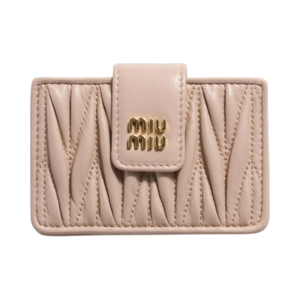 Miu Miu Matelasse Nappa Leather Multiple Compartment Card Holder Powder Pink
