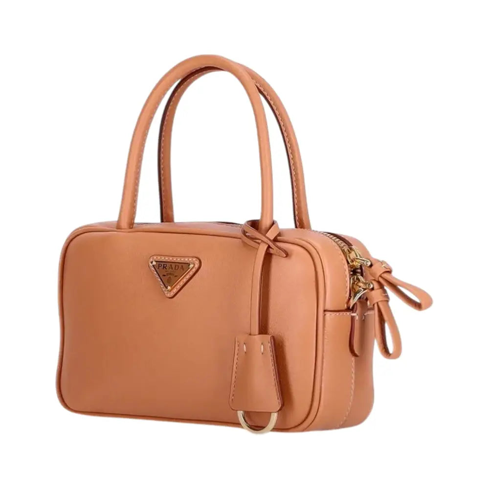 Prada Soft Grain Leather Handbag Natural