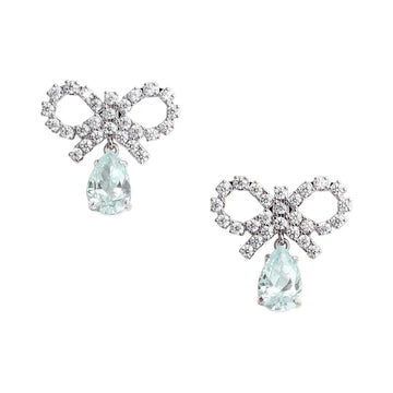 Self-Portrait Micro Bow Droplet Earrings Blue