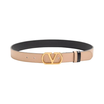 Valentino Garavani VLogo Signature Glossy Cow Leather Double Sided Belt 30mm Pink Black