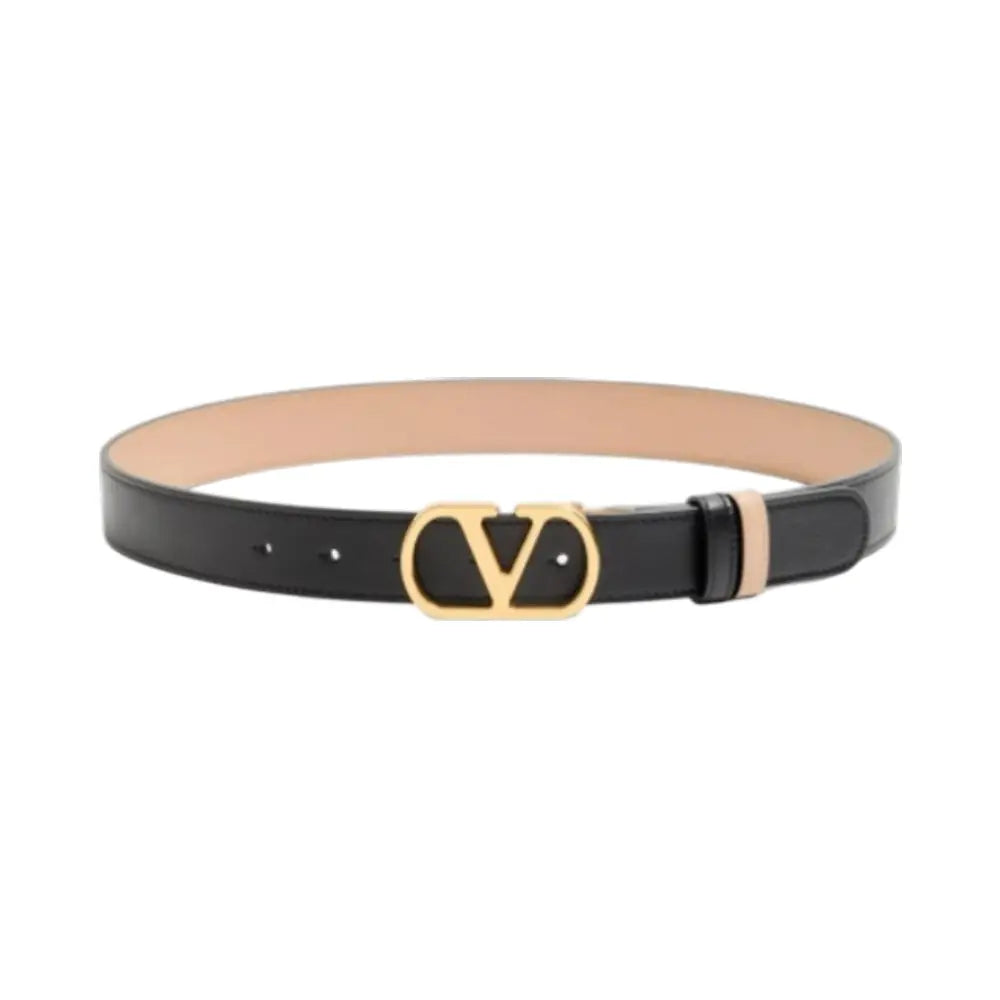 Valentino Garavani VLogo Signature Glossy Cow Leather Double Sided Belt 30mm Pink Black
