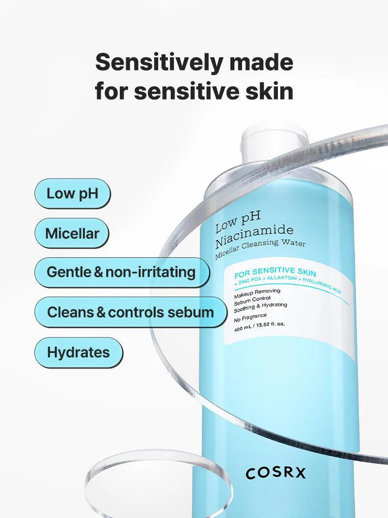 Cosrx-low ph niacinamide micellar cleansing water (400ml/13.5oz)