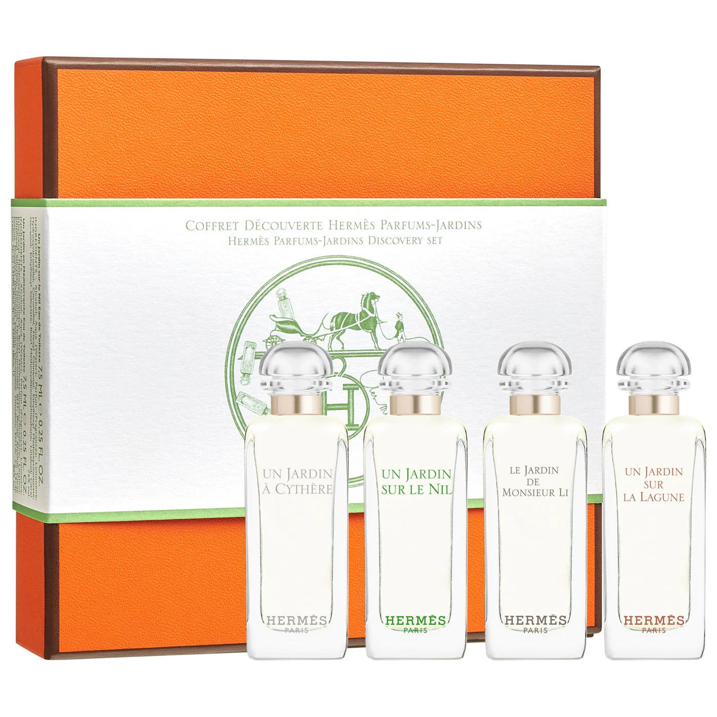 Hermes Mini Perfume EDT Set 7.5ml*4(Un Jardin Sur La Lagune 7.5ml+Un Jardin Sur Le Nil + Le Jardin De Monsieur Li +Un Jardin A Cythere )